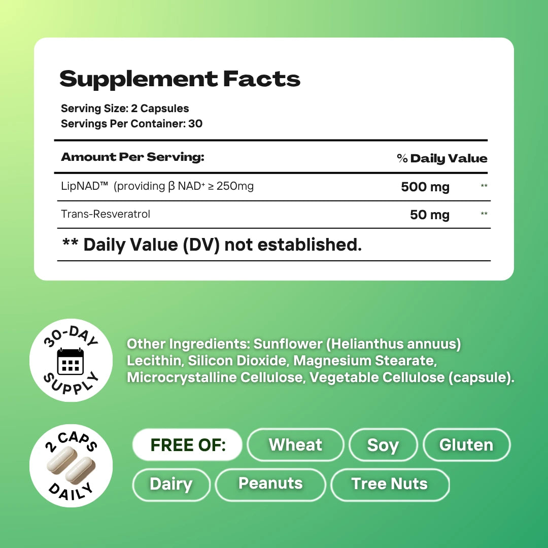 Liposomal NAD+ with Resveratrol