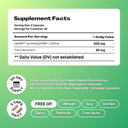 Liposomal NAD+ with Resveratrol
